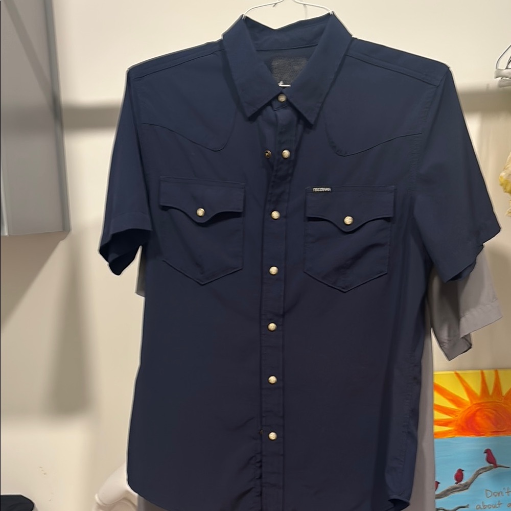 Tecovas Navy Short Sleeve Western Button-Down Shirt
